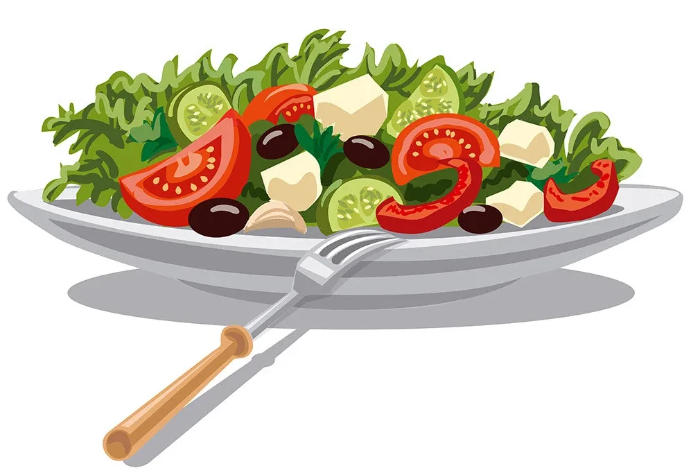 Salads are high in insoluble fiber from lettuce and other fresh vegetables.